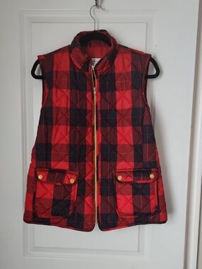 St. John's Bay Red and Black Quilted Zip Vest